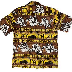RJC Hawaiian Shirt Mens Sz S Floral Beach Button Up Short Sleeve Vacation Surf